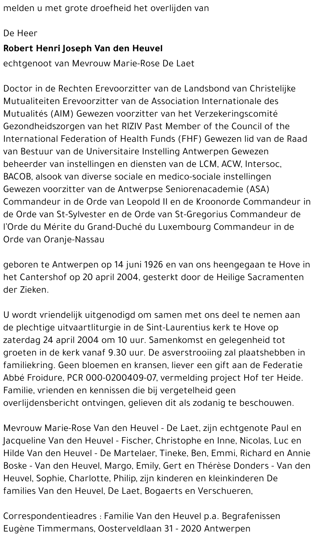 Robert Henri Joseph Van den Heuvel