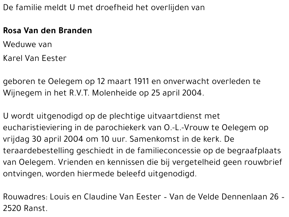 Rosalia Van den Branden