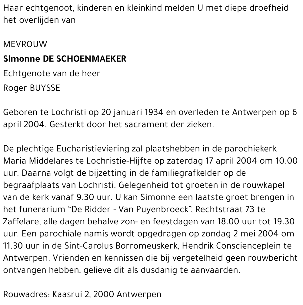 Simonne De Schoenmaeker