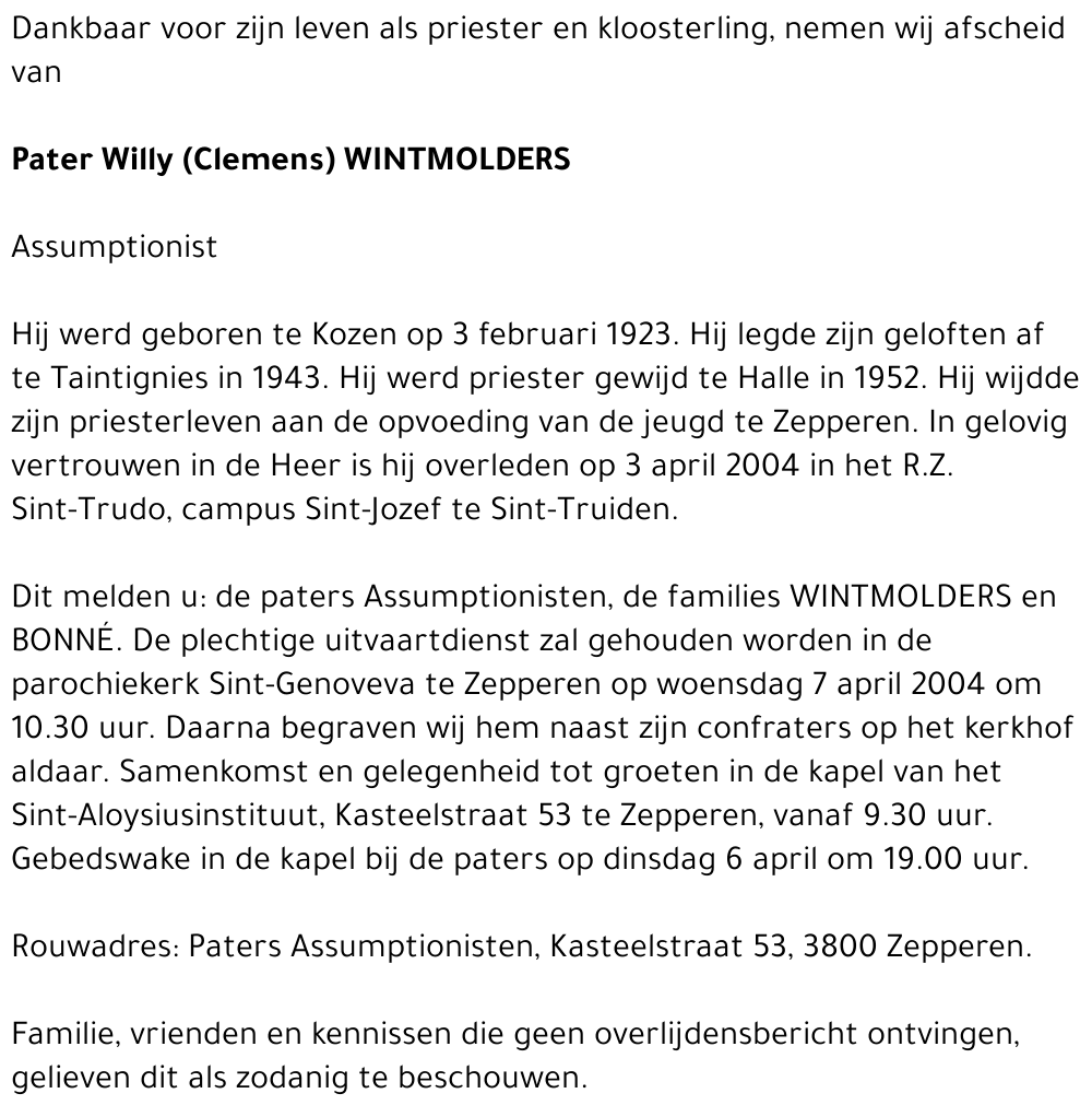 Willy (Clemens) Wintmolders
