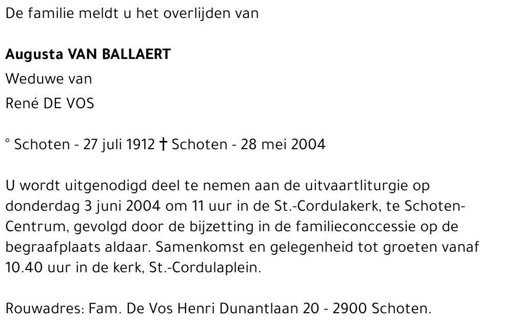 Augusta VAN BALLAERT