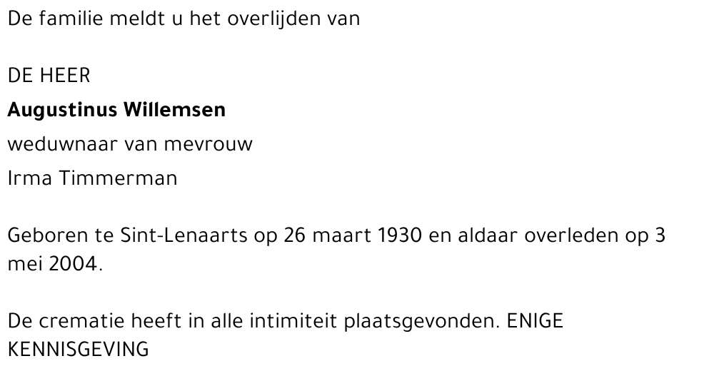 AUGUSTINUS WILLEMSEN