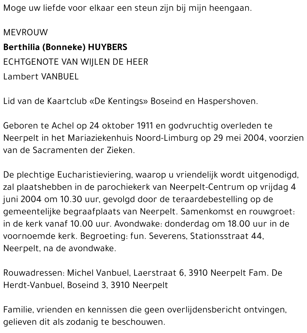 Berthilia (Bonneke) Huybers