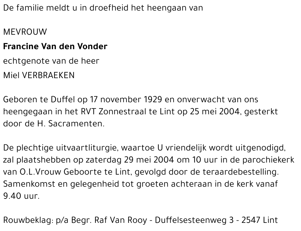 Francine Van den Vonder