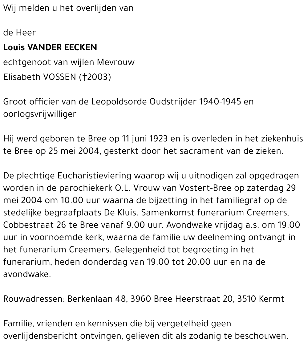 Louis VANDER EECKEN
