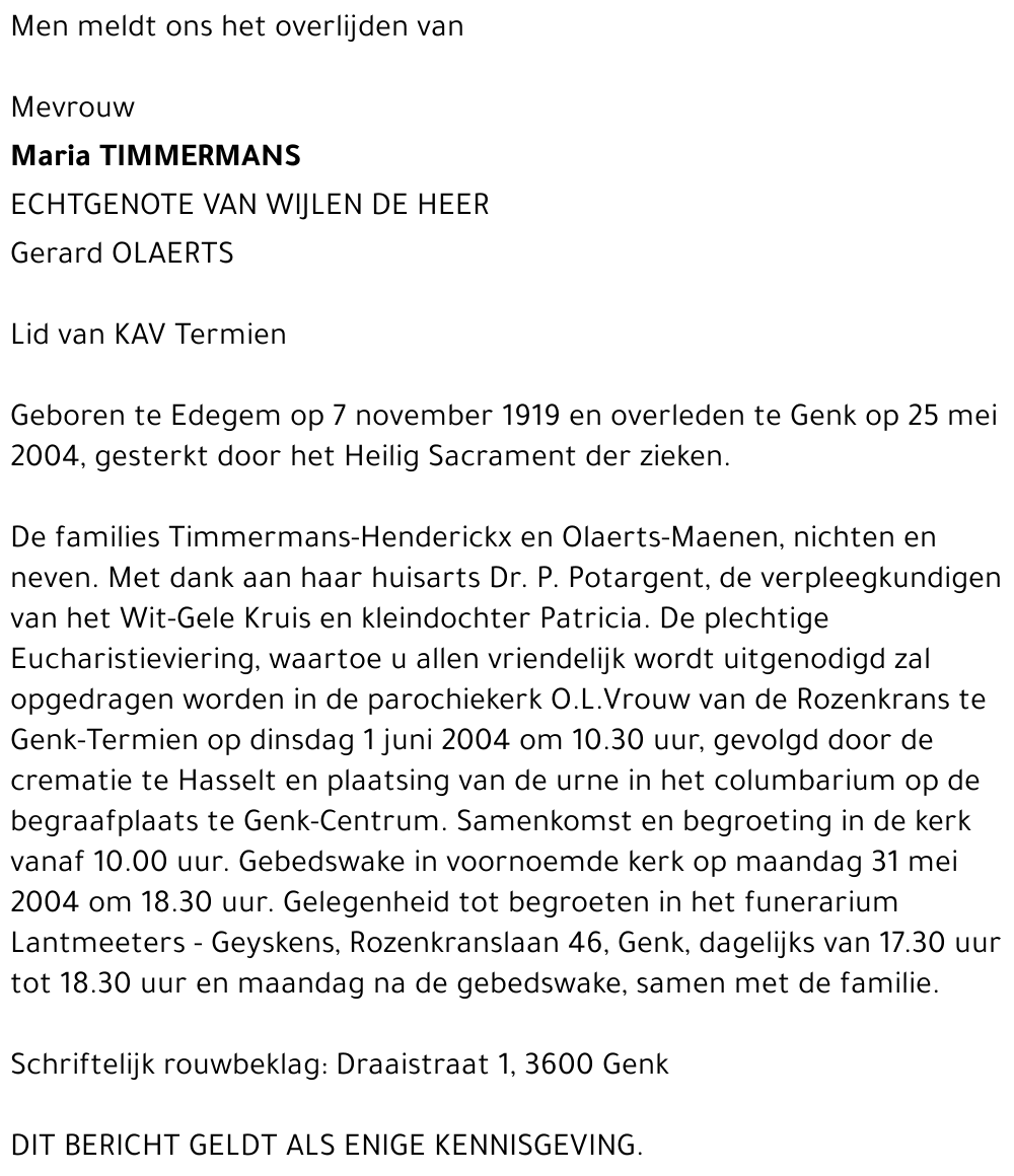 Maria TIMMERMANS