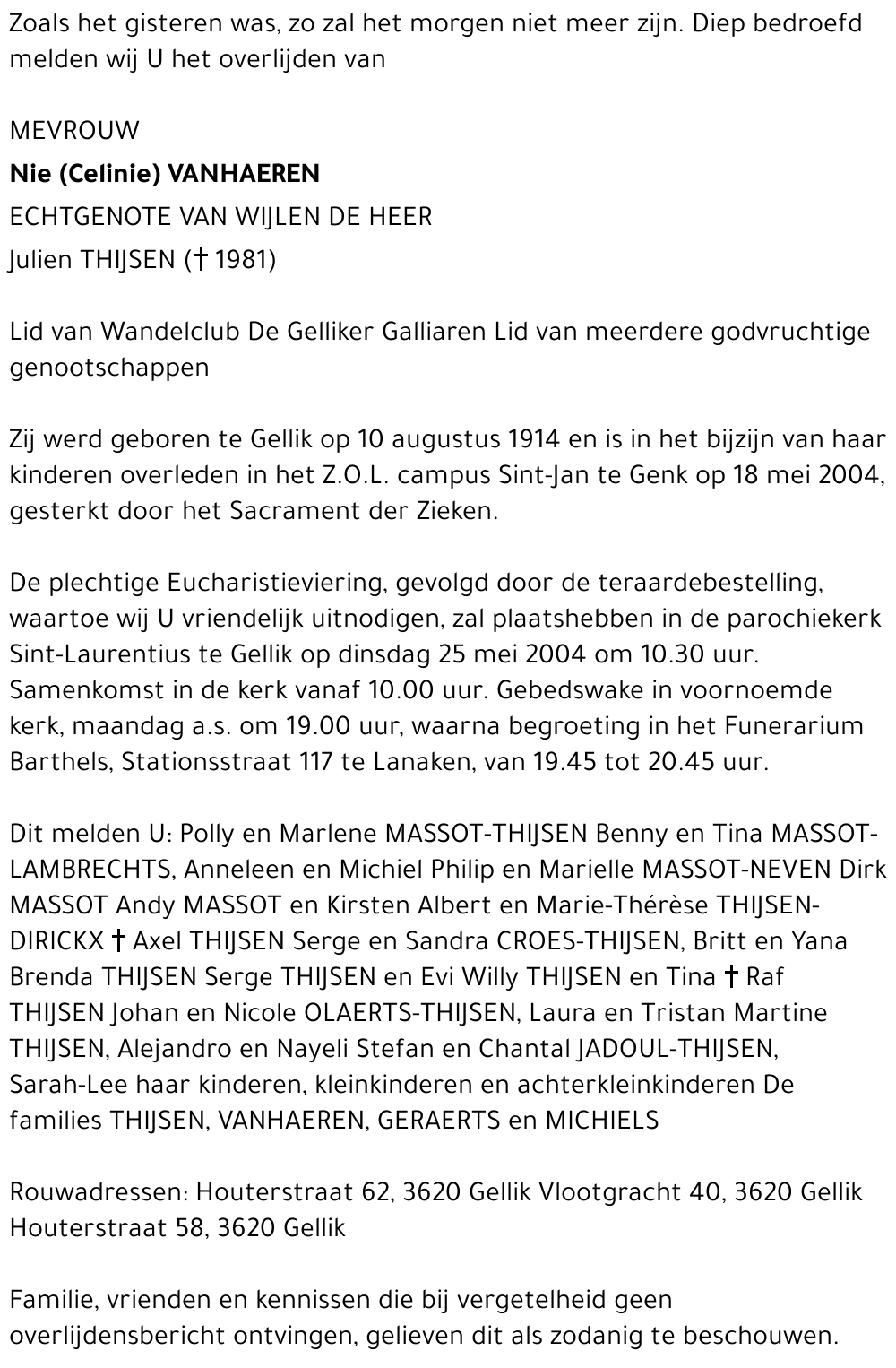 Nie (Celinie) Vanhaeren