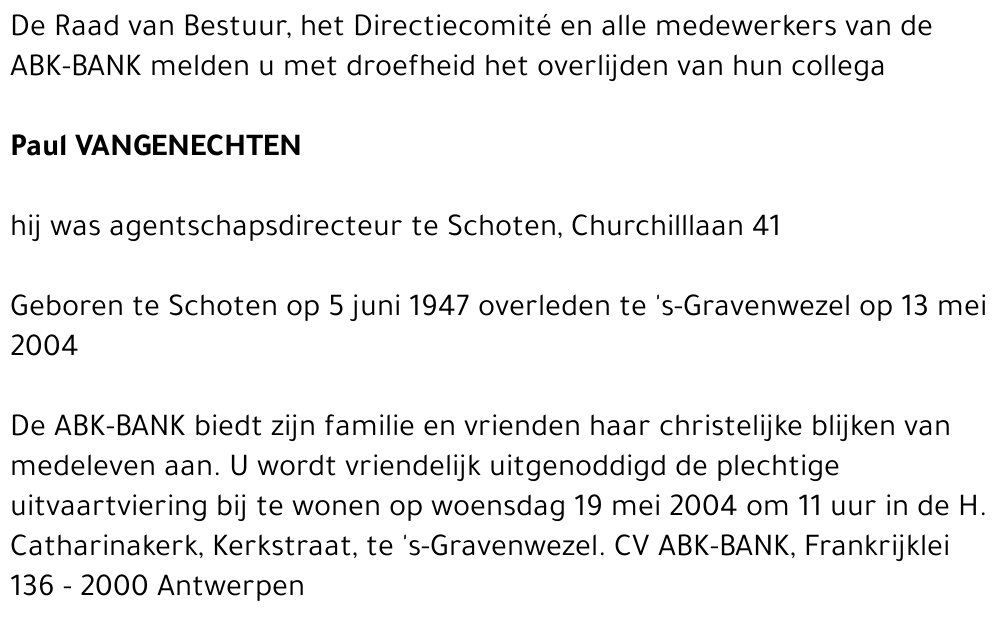 PAUL VANGENECHTEN