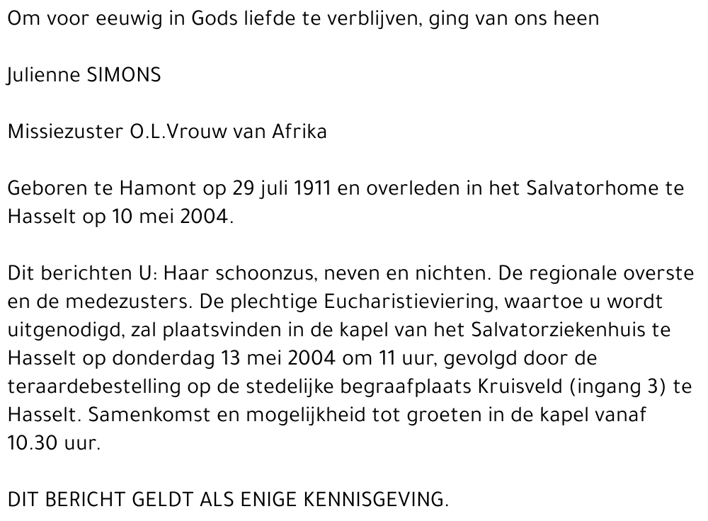 Zuster Julienne Simons