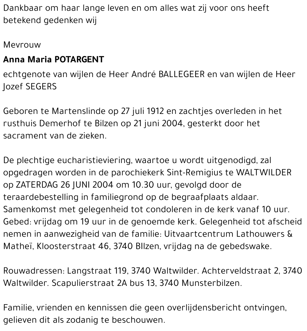 Anna Maria POTARGENT