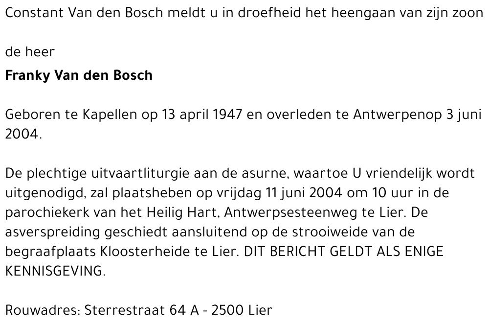 Franky Van den Bosch