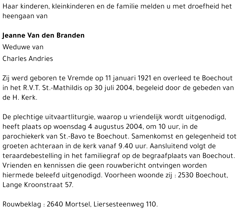 jeanne van den branden