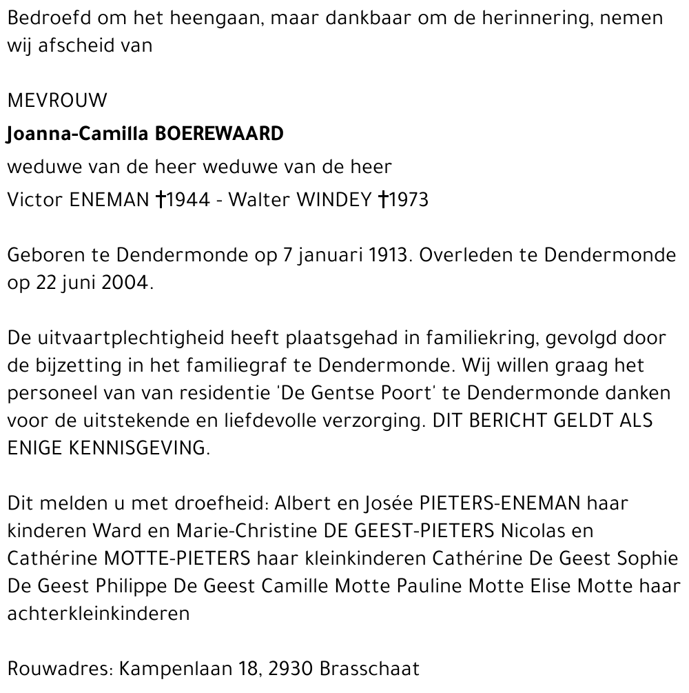 JOANNA-CAMILLA BOEREWAARD