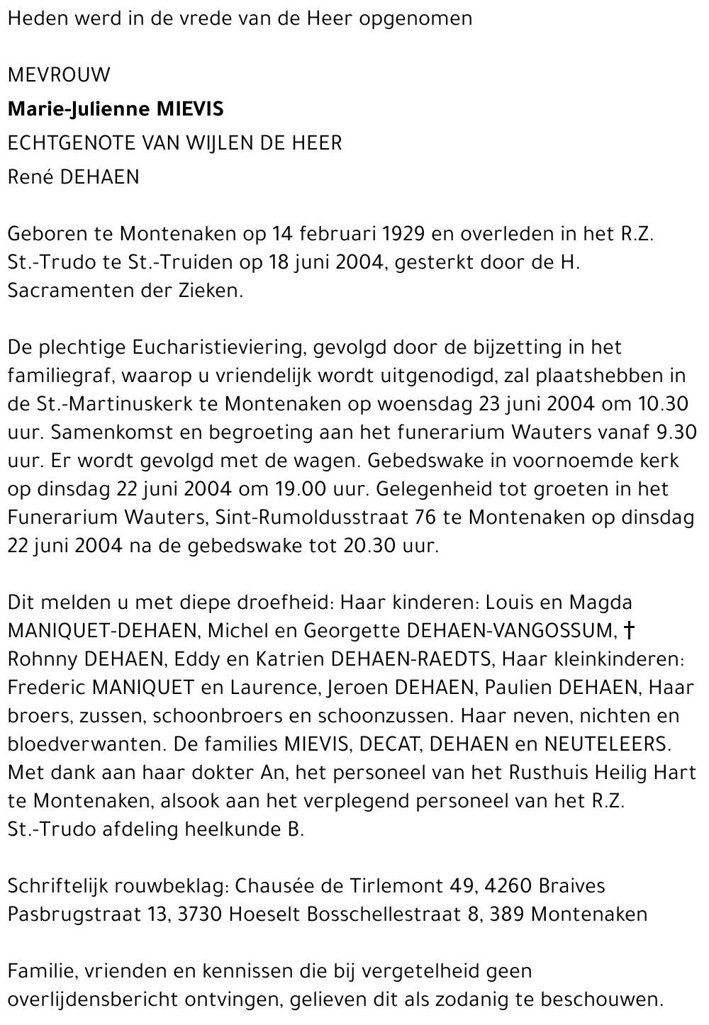 Marie-Julienne Mievis