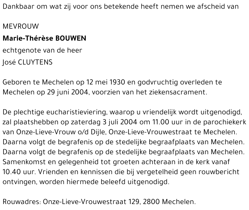 MARIE-THÉRÈSE BOUWEN