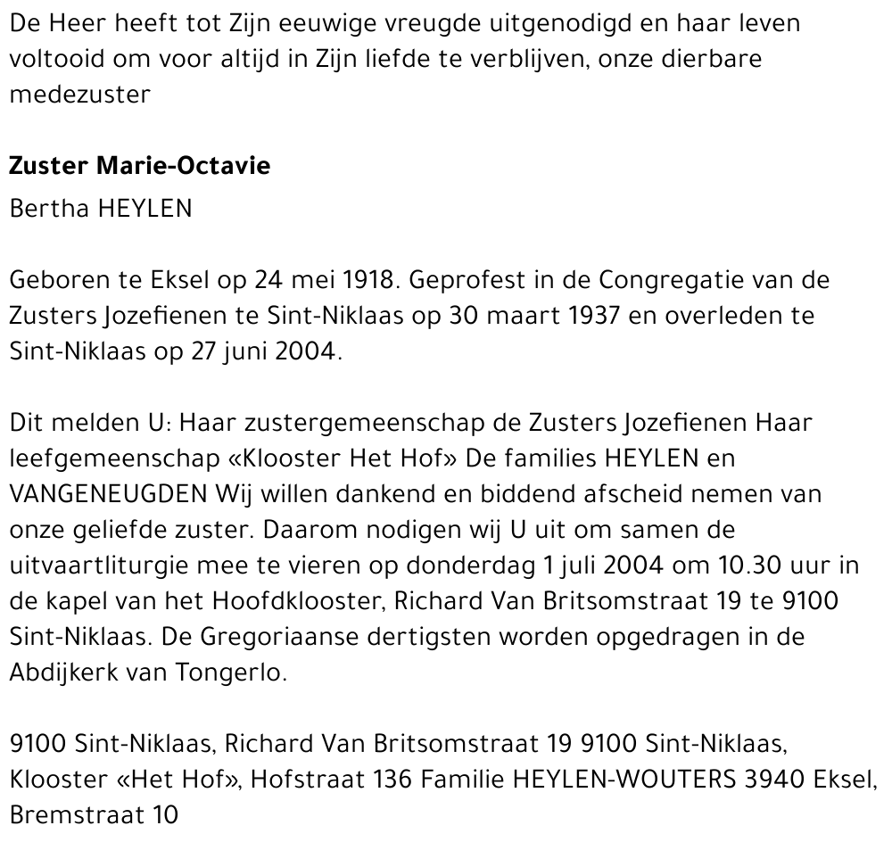 Zuster Marie-Octavie Heylen