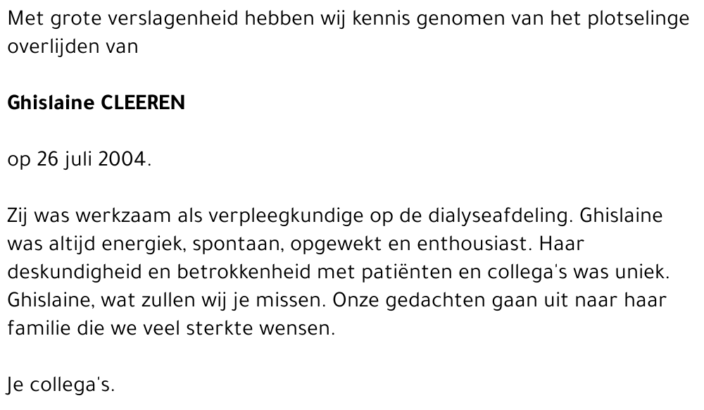 Ghislaine Cleeren (Collega's)