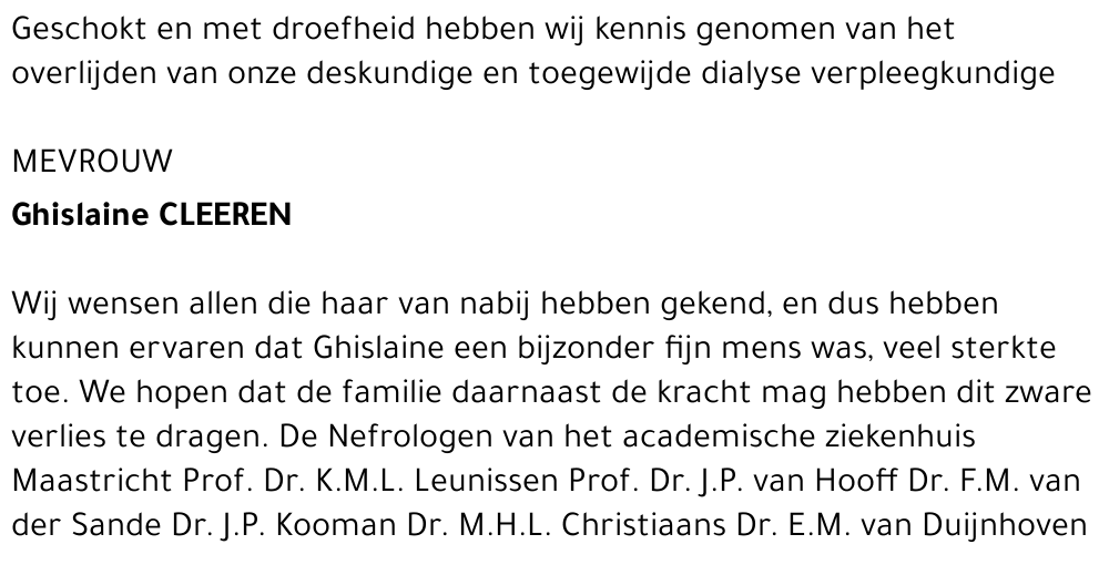 Ghislaine Cleeren (Nefrologen AZ Maastricht)
