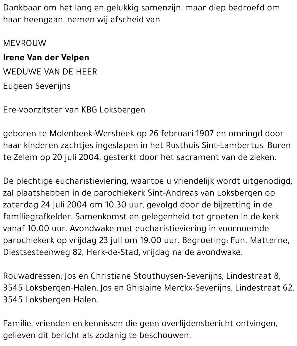 Irene Van der Velpen