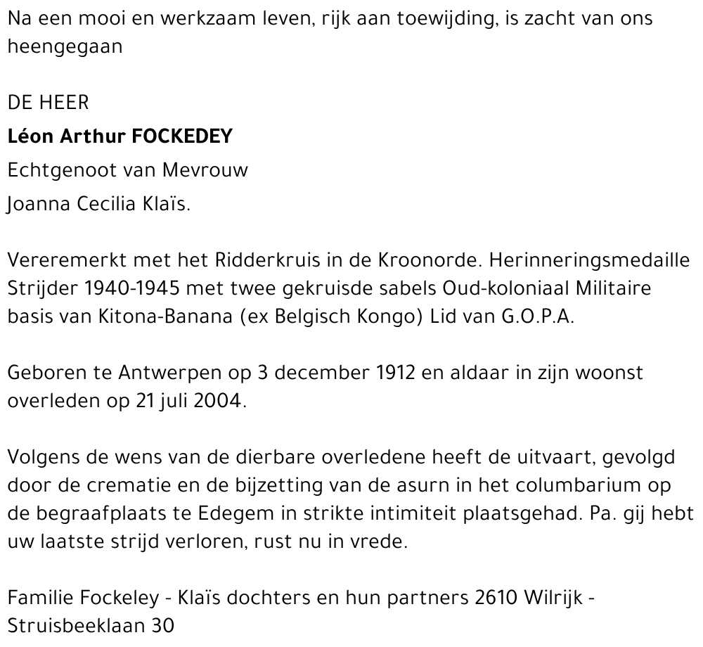 LÉON ARTHUR FOCKEDEY