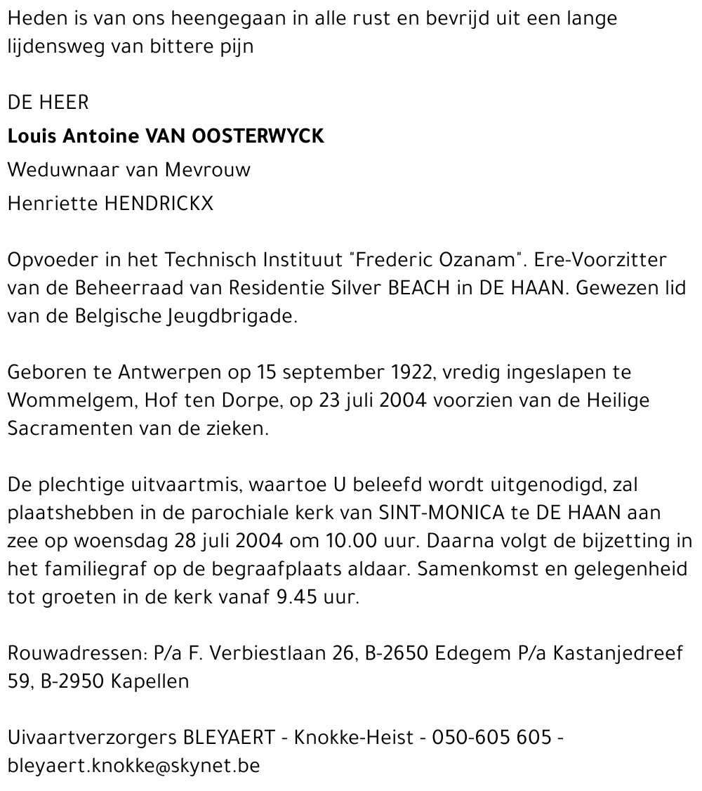 Louis Antoine Van Oosterwyck