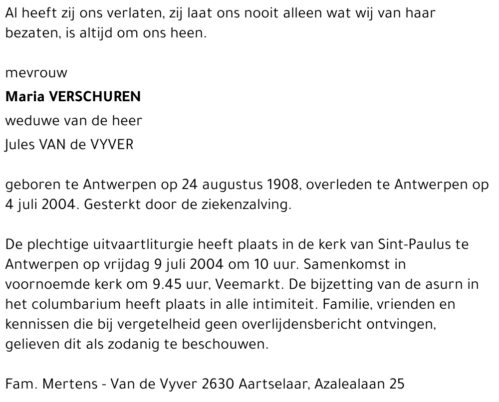 Maria VERSCHUREN