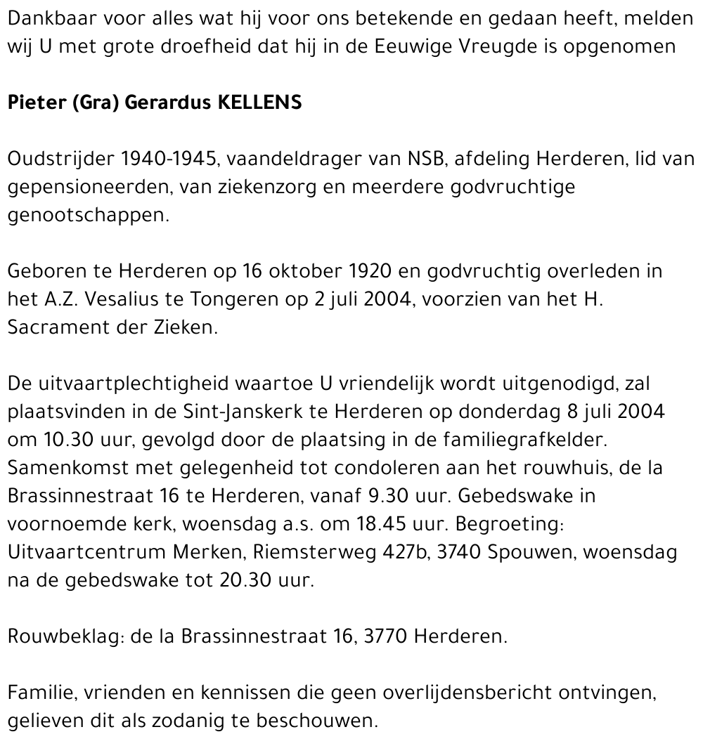 Pieter (Gra) Gerardus Kellens