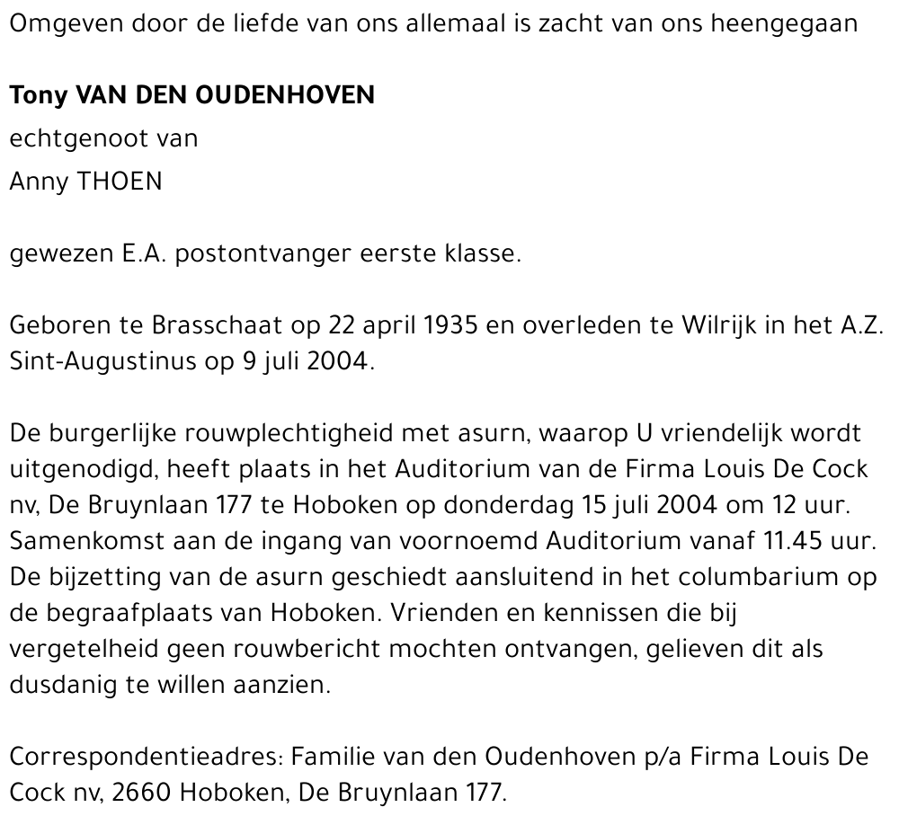 Tony van den Oudenhoven