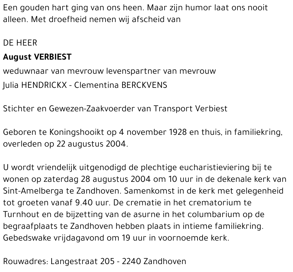 AUGUST VERBIEST