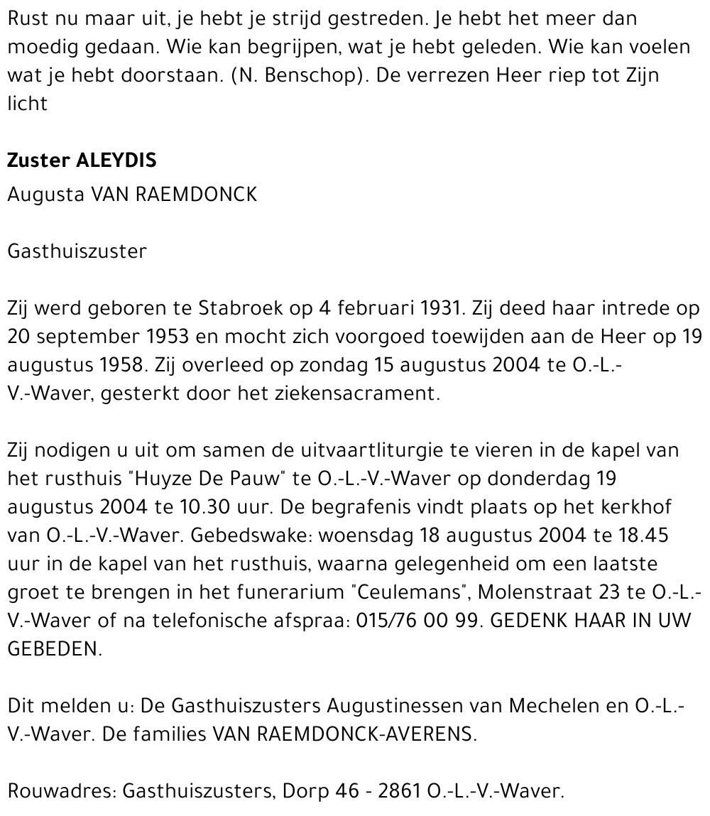 Augusta VAN RAEMDONCK