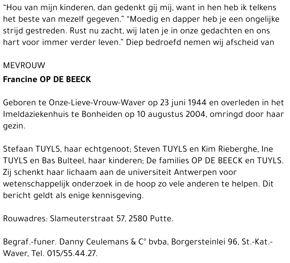 Francine OP DE BEECK