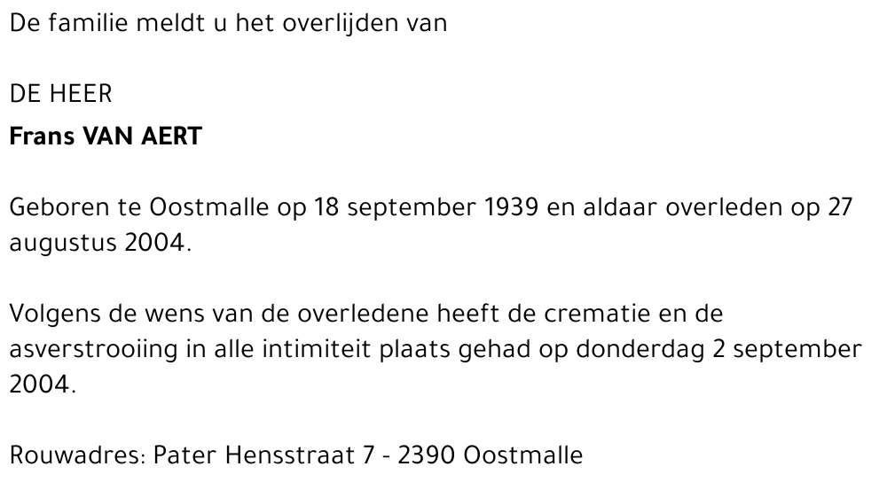FRANS VAN AERT