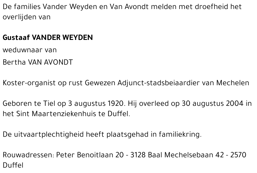 Gustaaf Vander Weyden