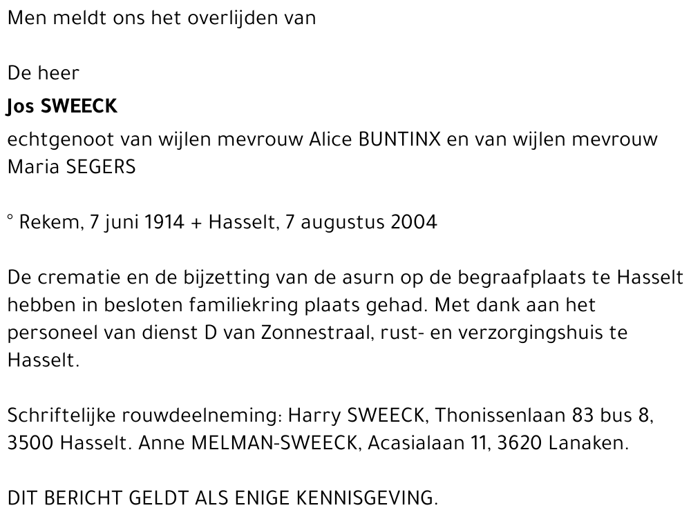 Jos SWEECK