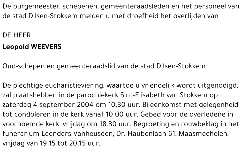 Leopold Weevers (stad Dilsen-Stokkem)