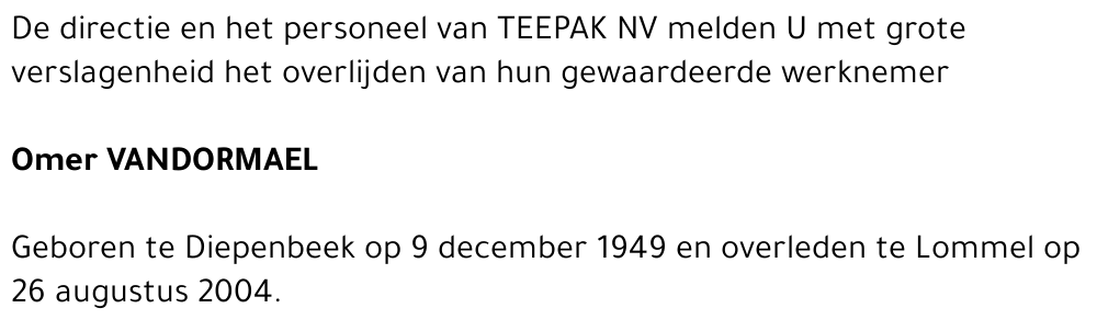 Omer VANDORMAEL
