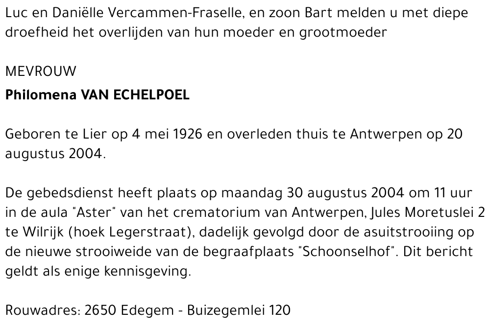 PHILOMENA VAN ECHELPOEL