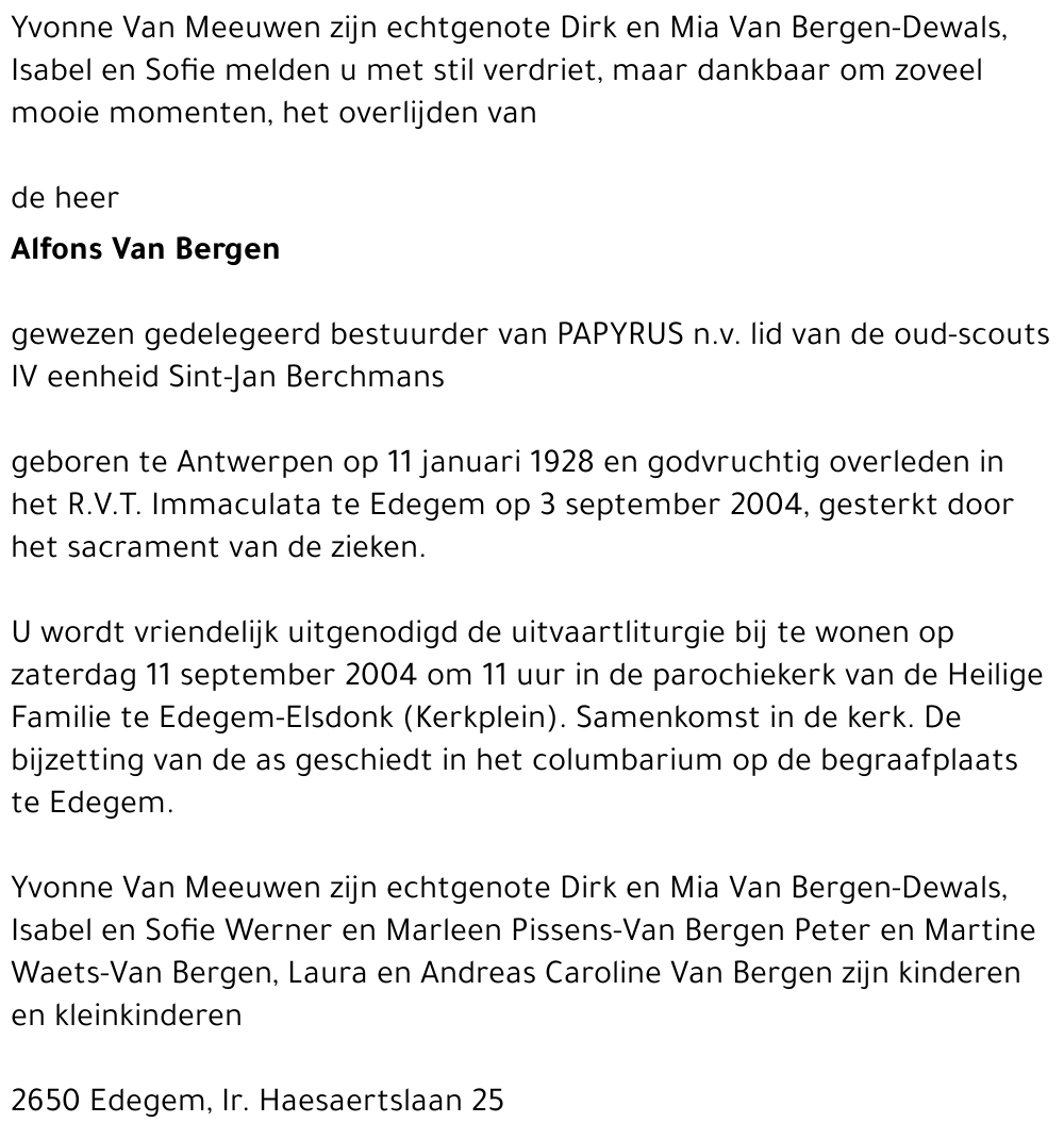 Alfons VAN BERGEN