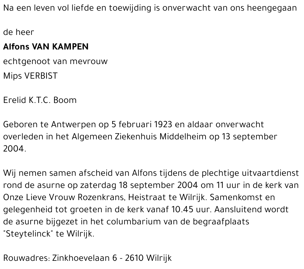 ALFONS VAN KAMPEN