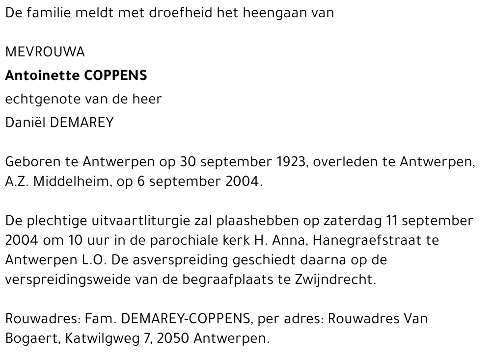ANTOINETTE COPPENS