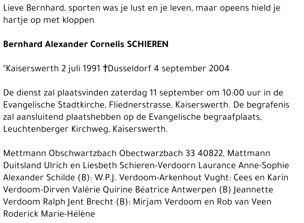 BERNHARD ALEXANDER CORNELIS SCHIEREN