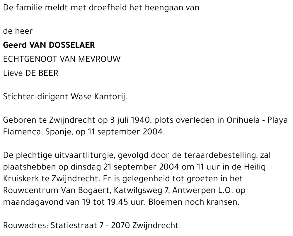 GEERD VAN DOSSELAER