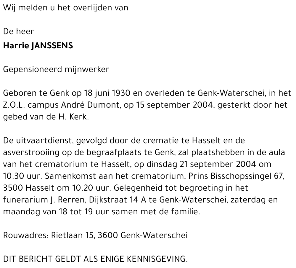 Harrie JANSSENS
