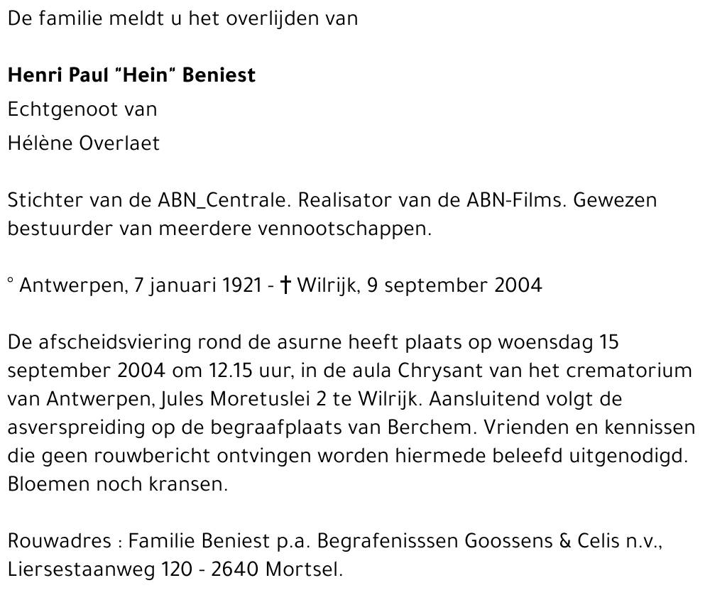 HENRI PAUL BENIEST