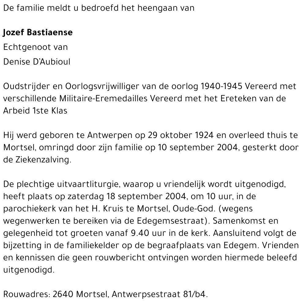 jozef bastiaense