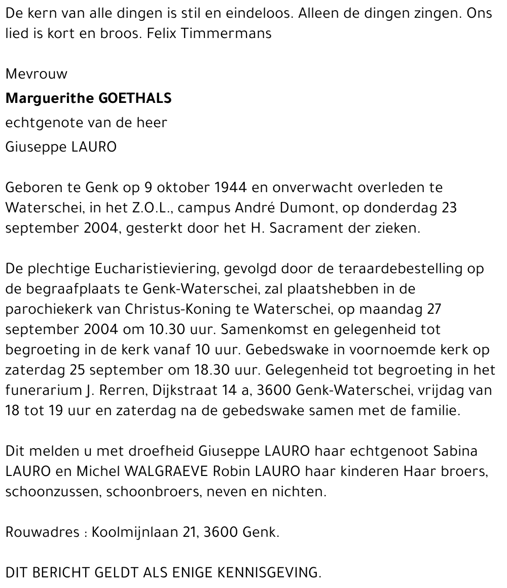 Marguerithe GOETHALS