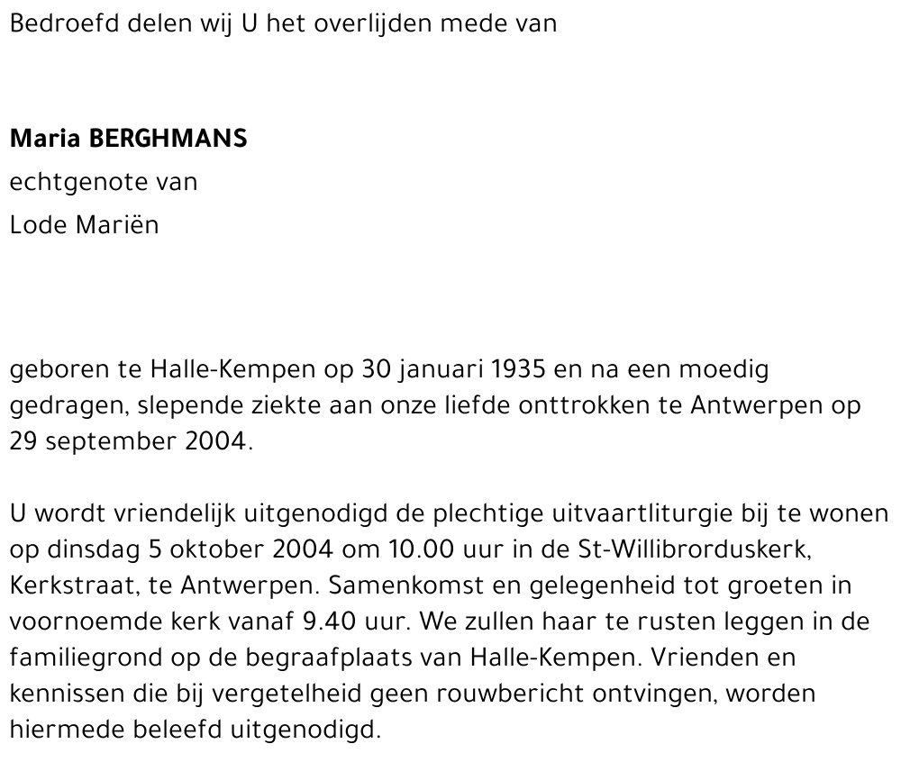 Maria BERGHMANS