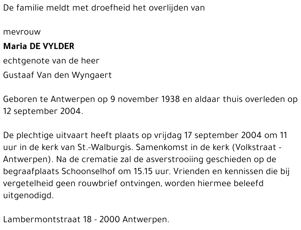 Maria De Vylder