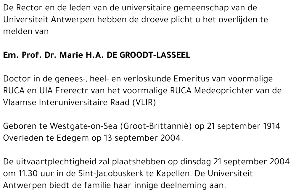 MARIE H.A. DE GROODT-LASSEEL