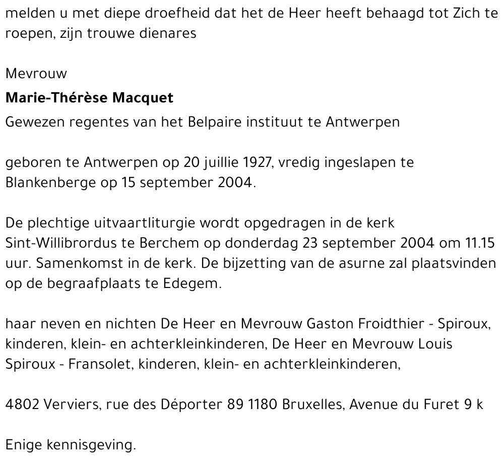 Marie-Thérèse MAcquet